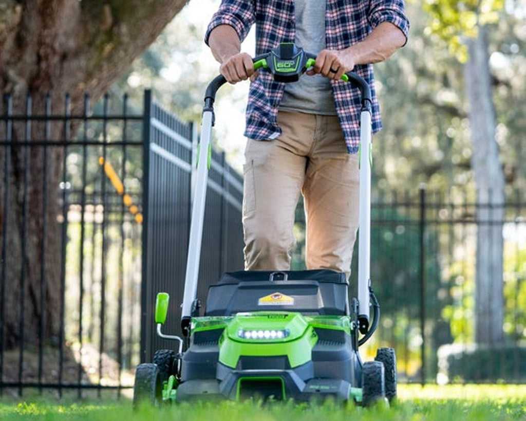 60V 25″ Cordless Battery Self-Propelled Mower Combo Kit, Blower: (2) 4.0 Ah Batteries and Dual-Port Charger