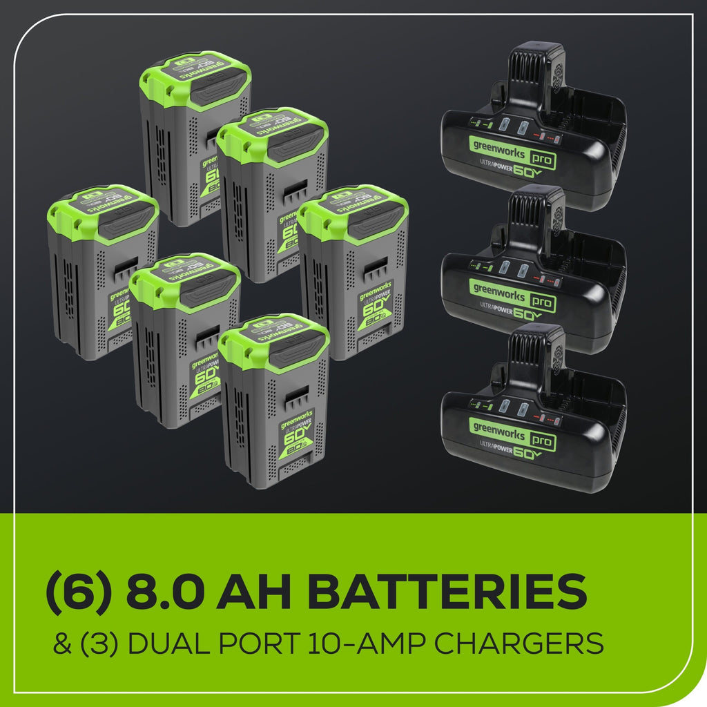 60V 42″ Cordless Battery CrossoverT Riding Lawn Mower + Bagger, (6) 8.0 Ah Batteries and (3) Dual-Port Turbo Chargers