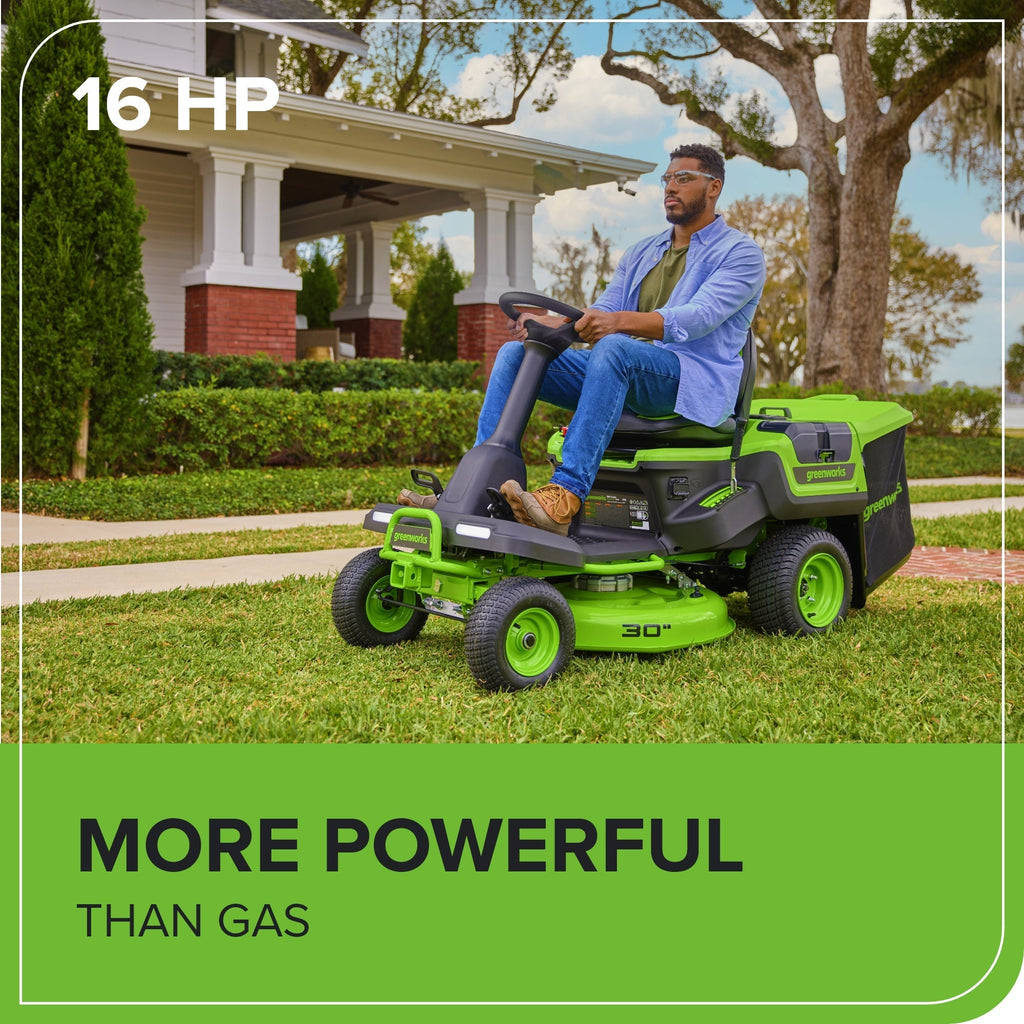 60V 30″ CrossoverT Riding Lawn Tractor, Bagger Included, (4) 8.0 Ah (1) 20.0Ah Batteries and 600-Watt Charger