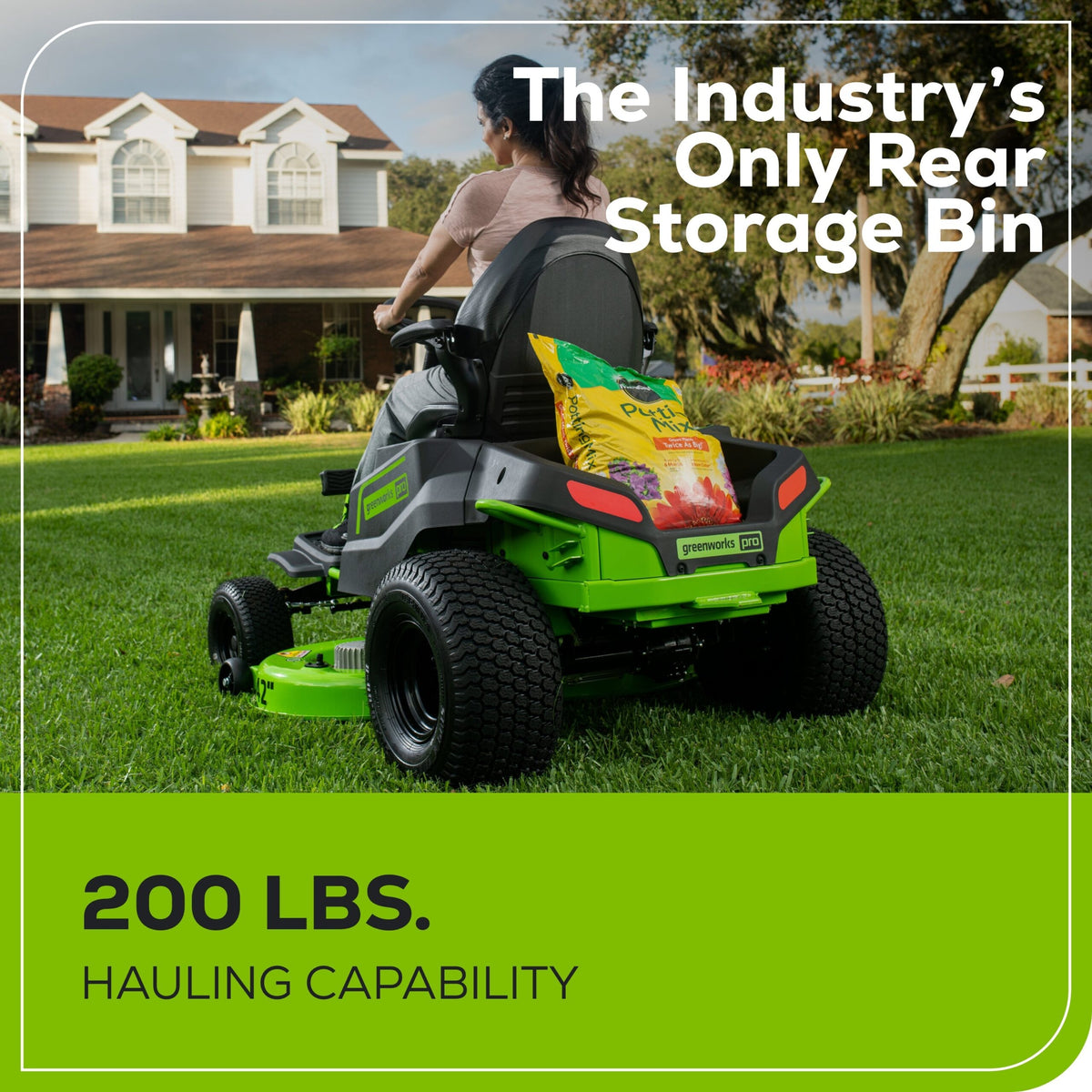 60V 42″ Cordless Battery CrossoverT Riding Lawn Mower + Bagger, (6) 8.0 Ah Batteries and (3) Dual-Port Turbo Chargers