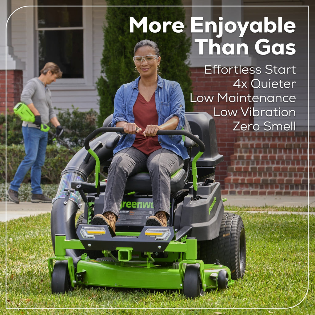 60V 42″ Electric CrossoverZ Zero Turn Mower with (4) 8 Ah Batteries and (2) Dual-Port Turbo Chargers