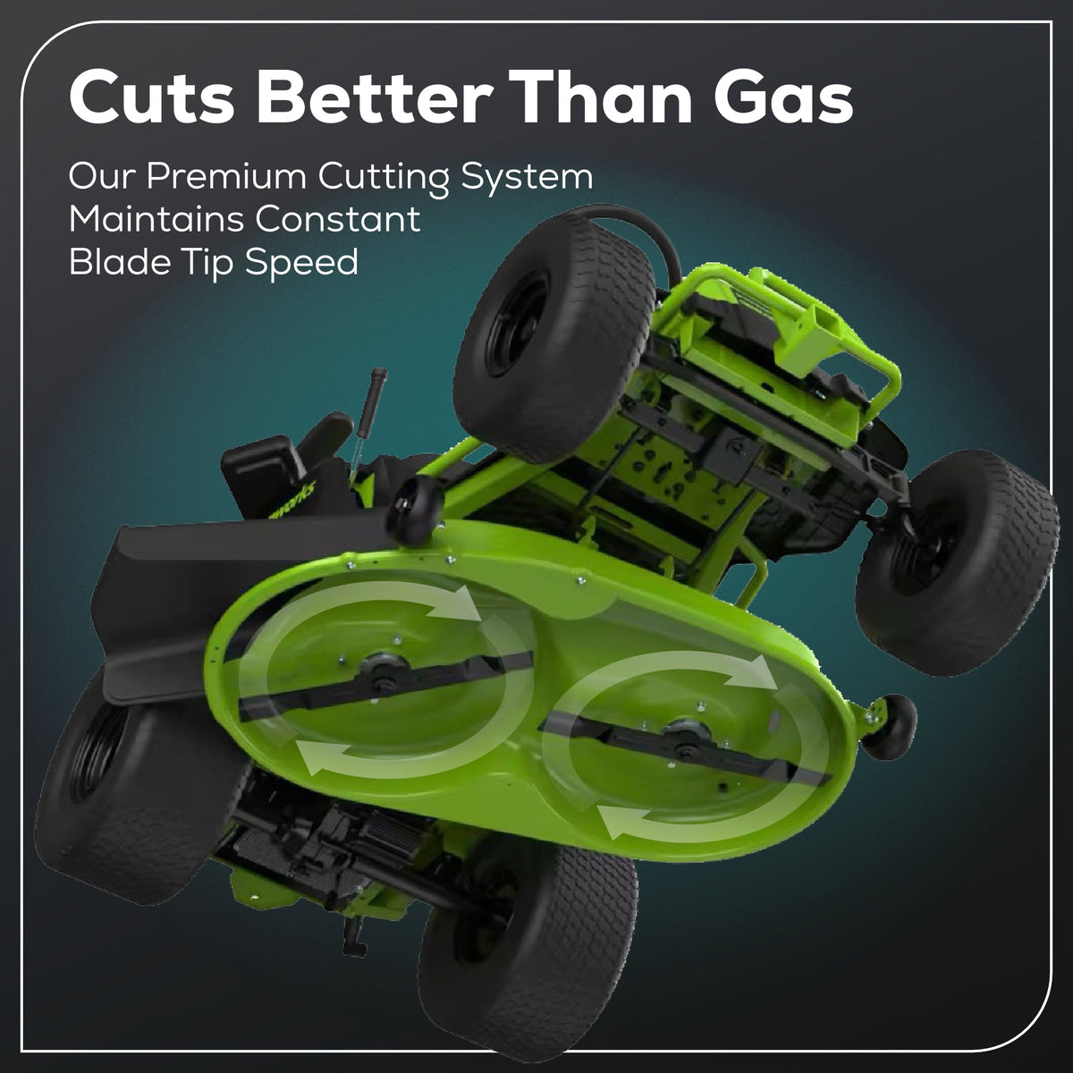60V 42″ Cordless Battery CrossoverT Riding Lawn Mower, (4) 8.0 Ah Batteries and (2) Dual-Port Turbo Chargers