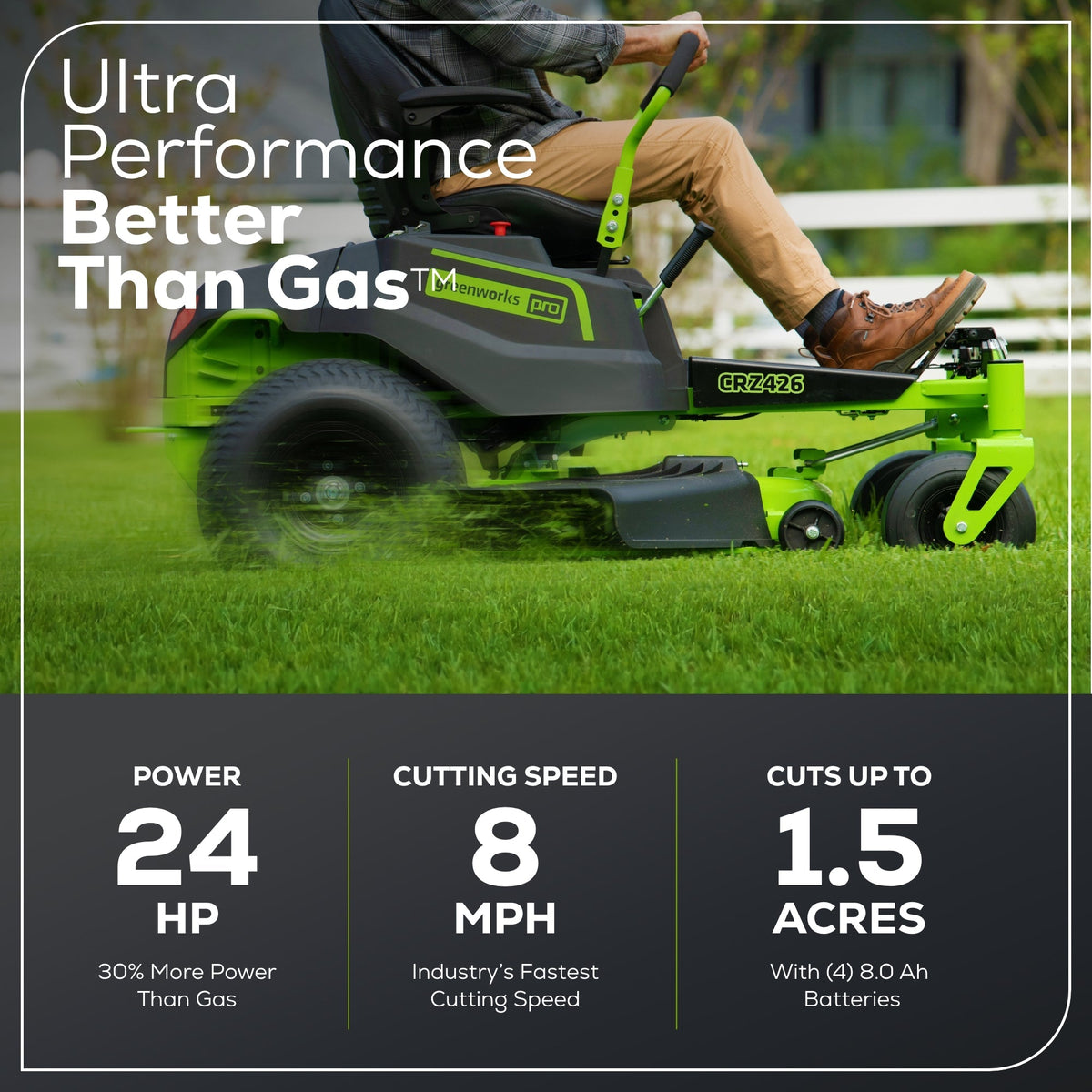 60V 42″ Electric CrossoverZ Zero Turn Mower with (4) 8 Ah Batteries and (2) Dual-Port Turbo Chargers