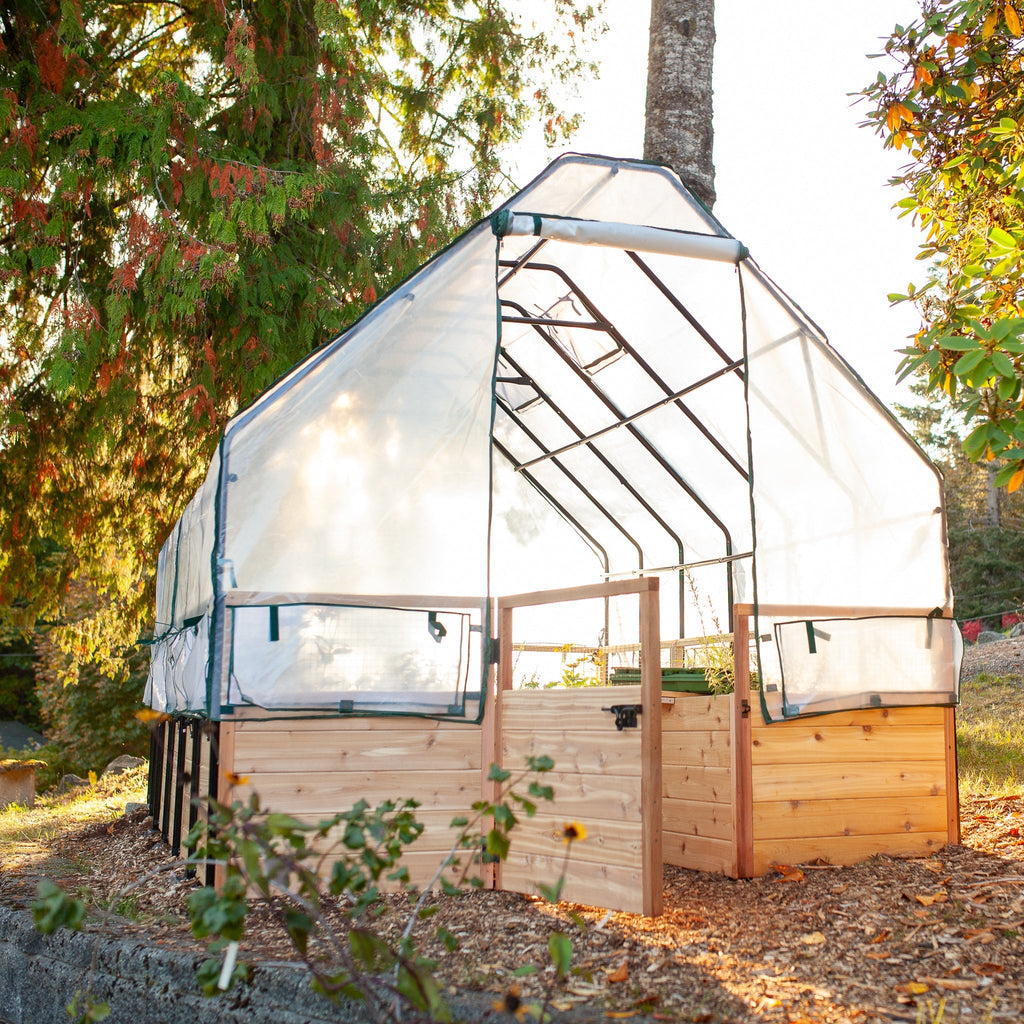 Cedar Complete Raised Garden Bed Kit with Greenhouse Cover 8′ x 12′