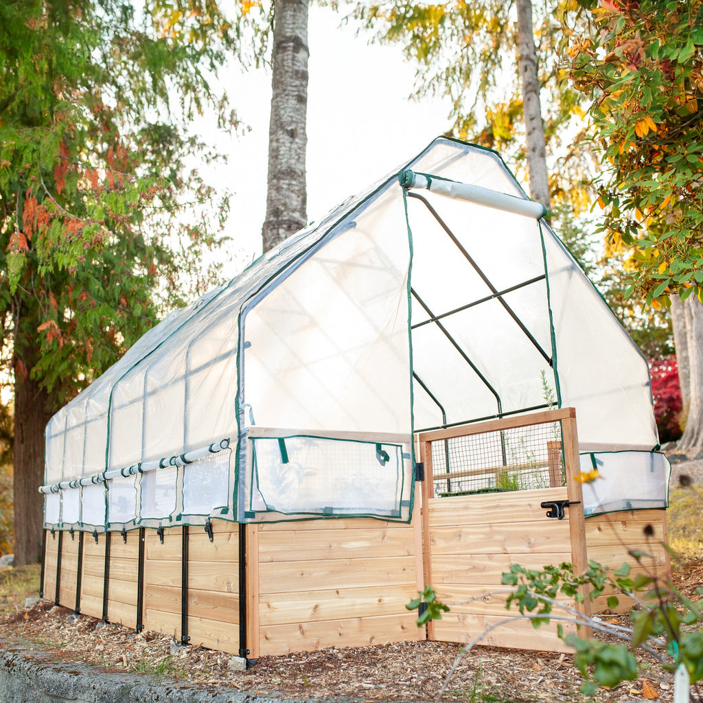 Cedar Complete Raised Garden Bed Kit with Greenhouse Cover 8′ x 12′