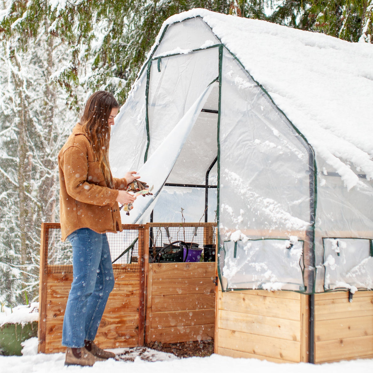 Cedar Complete Raised Garden Bed Kit with Greenhouse Cover 8′ x 12′