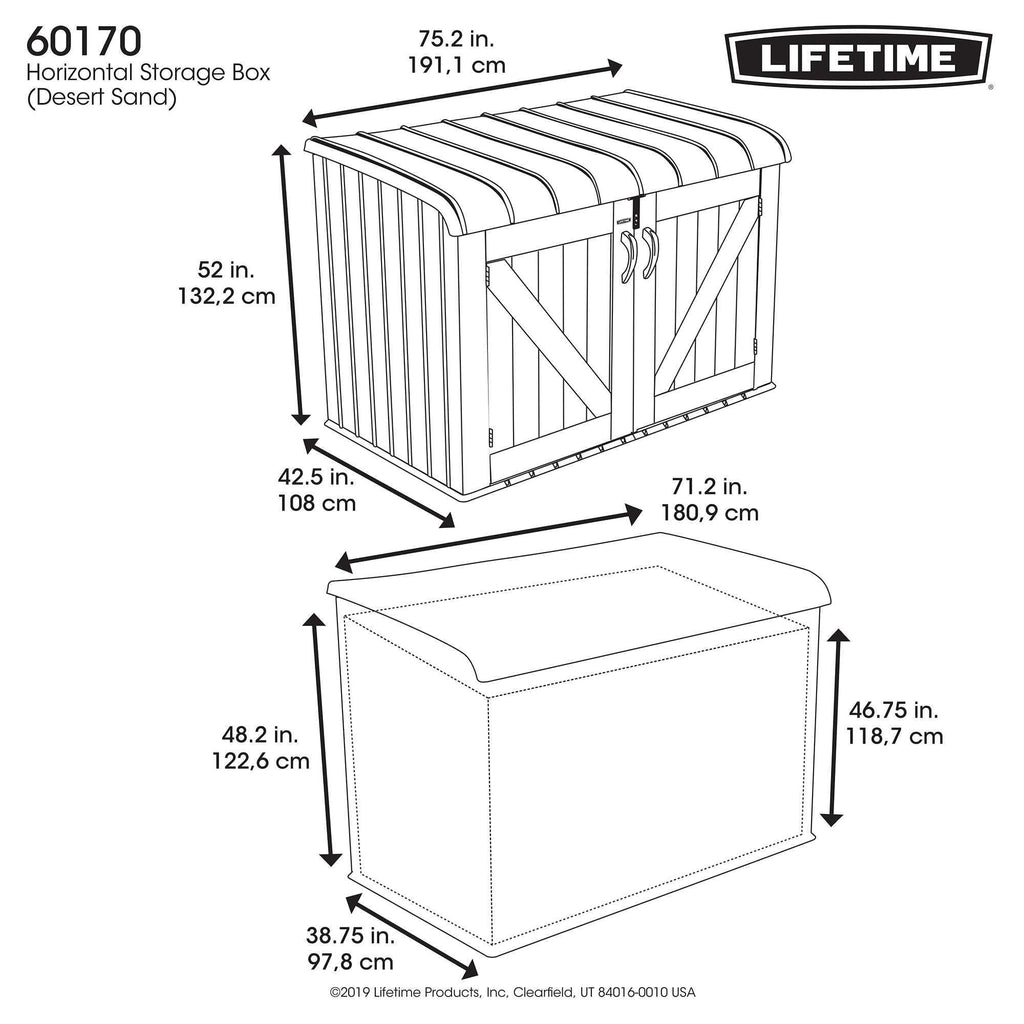 Lifetime Horizontal Storage Shed (75 Cubic Feet) – 60170