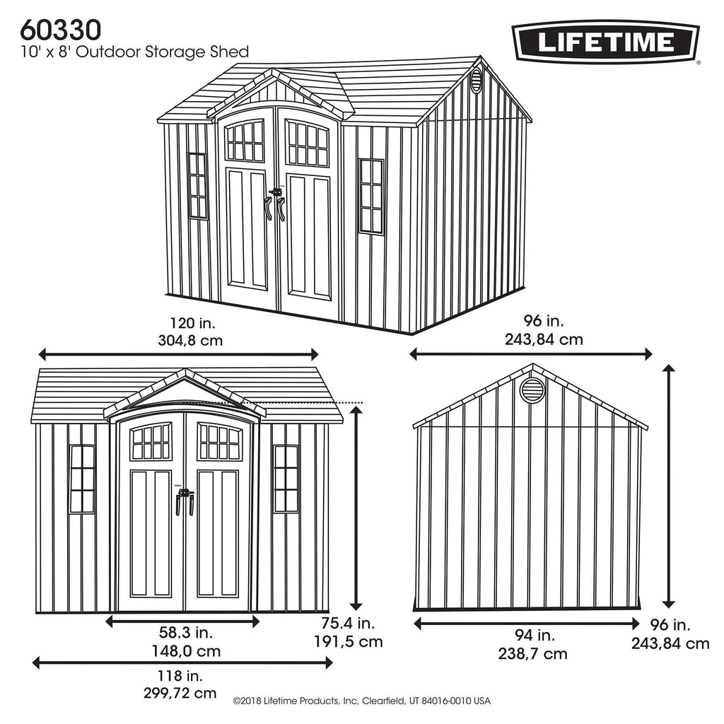 Lifetime 10 Ft. X 8 Ft. Outdoor Storage Shed – 60330