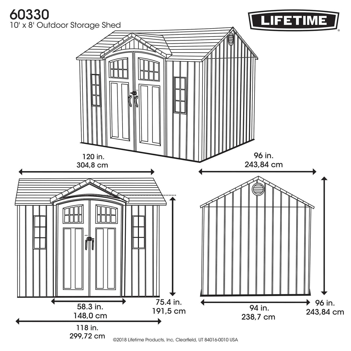 Lifetime 10 Ft. X 8 Ft. Outdoor Storage Shed – 60330