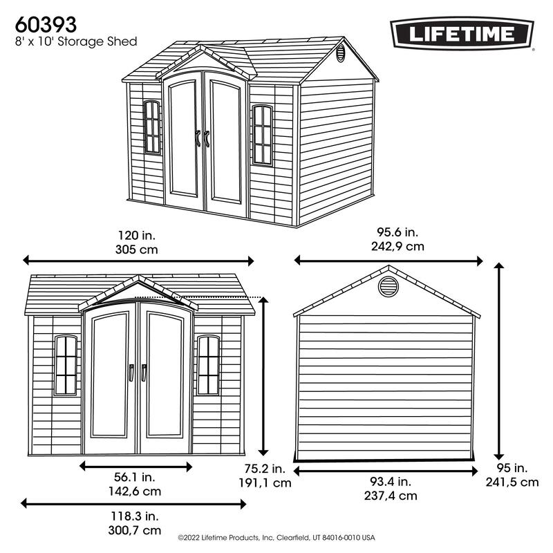 Lifetime 10 ft x 8 ft Outdoor Storage Shed – 60393