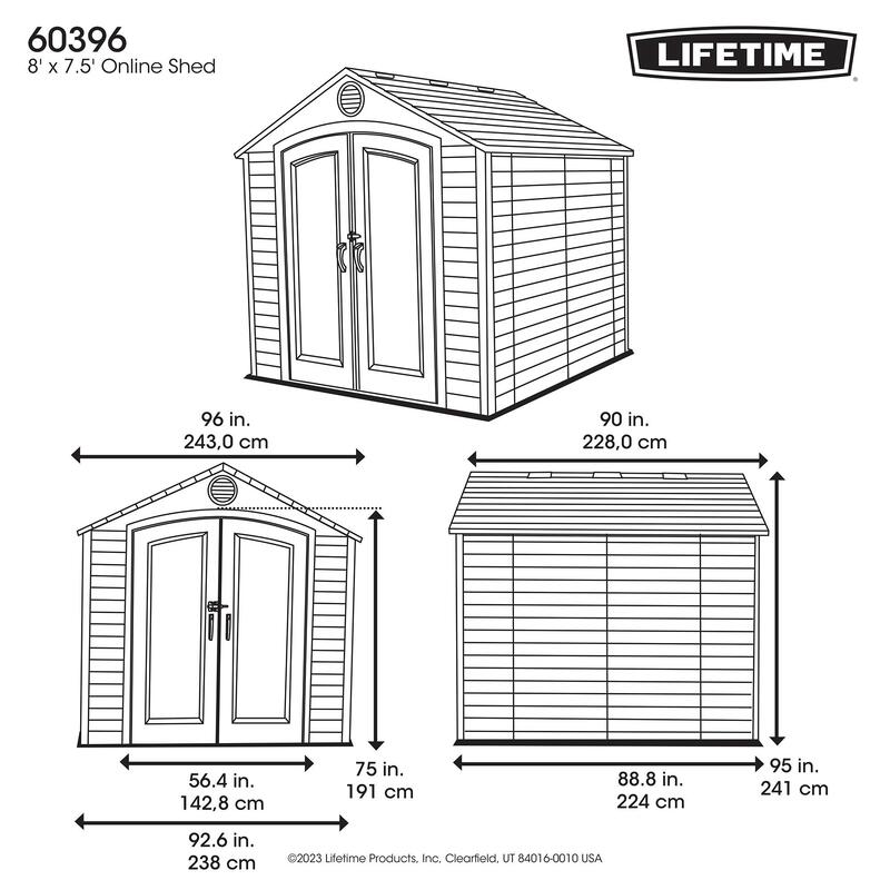Lifetime 8 ft x 7.5 ft Outdoor Storage Shed – 60396