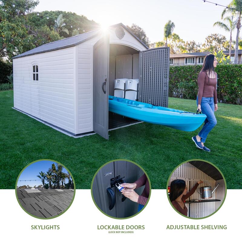 Lifetime 8 ft x 15 ft Outdoor Storage Shed – 60394