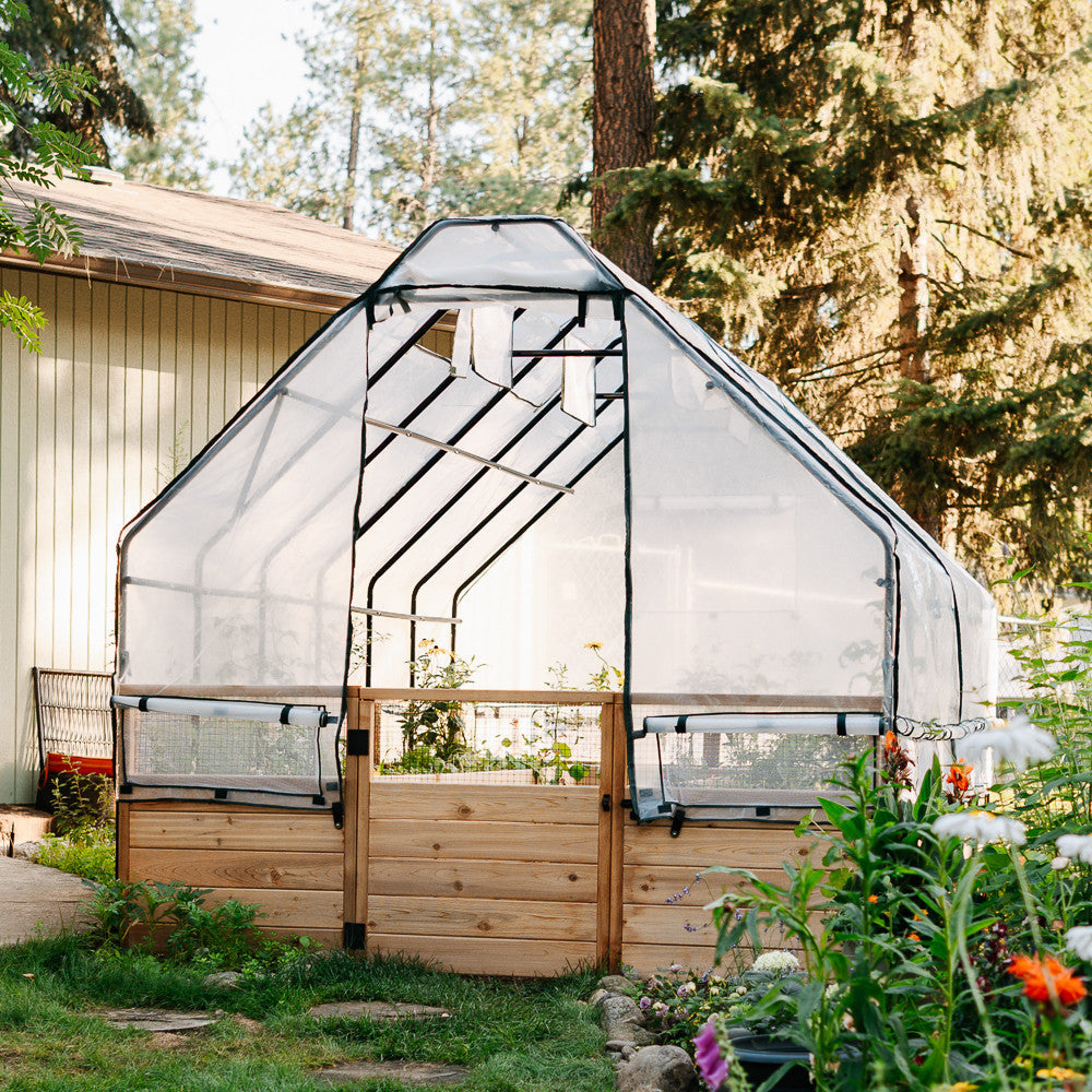 Cedar Complete Raised Garden Bed Kit with Greenhouse Cover 8′ x 12′