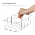4 Pack Food Storage Organizer Bins, Clear Plastic, 4 Compartments