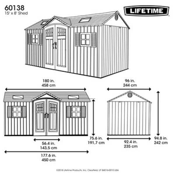 Lifetime 15 x 8 ft. Shed – 60138