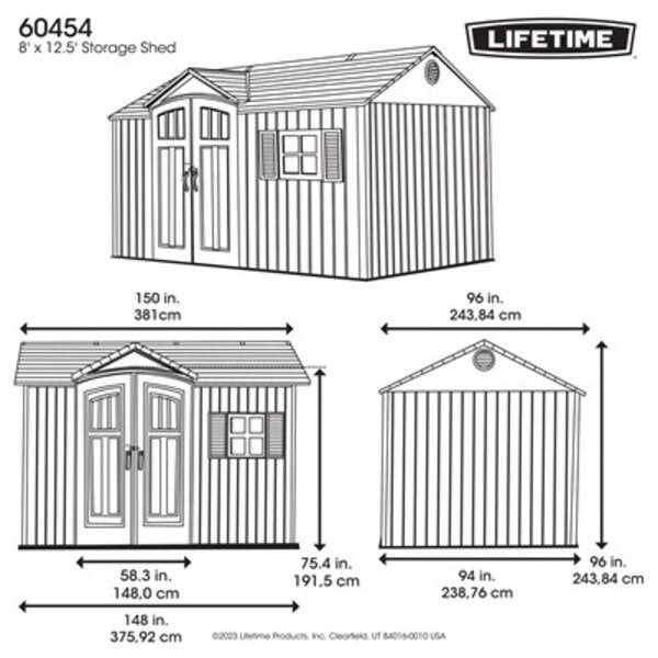 Lifetime 12.5 x 8 ft. Side Entry Shed – 60454