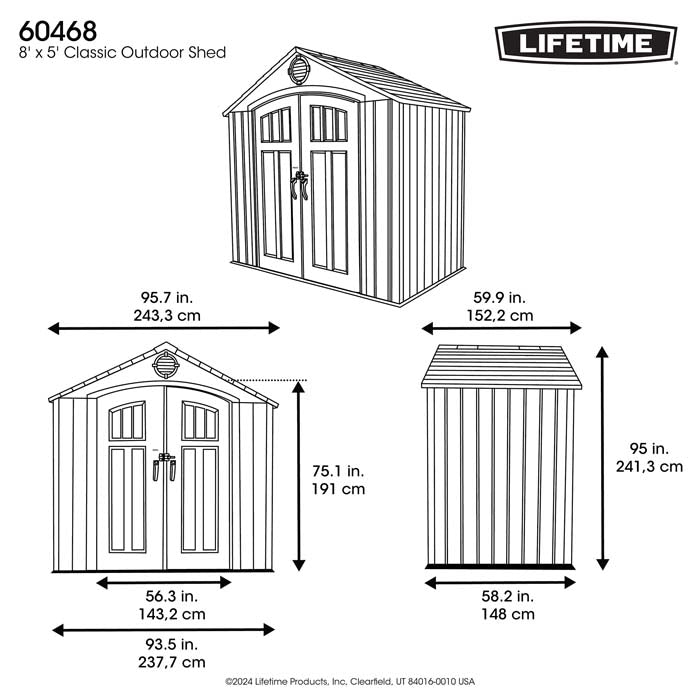 Lifetime 8 Ft. x 5 Ft. Classic Outdoor Storage Shed – 60468