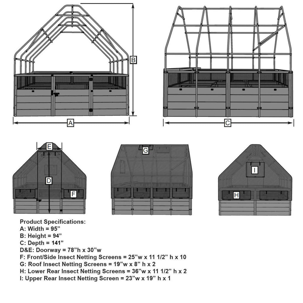 Cedar Complete Raised Garden Bed Kit with Greenhouse Cover 8′ x 12′