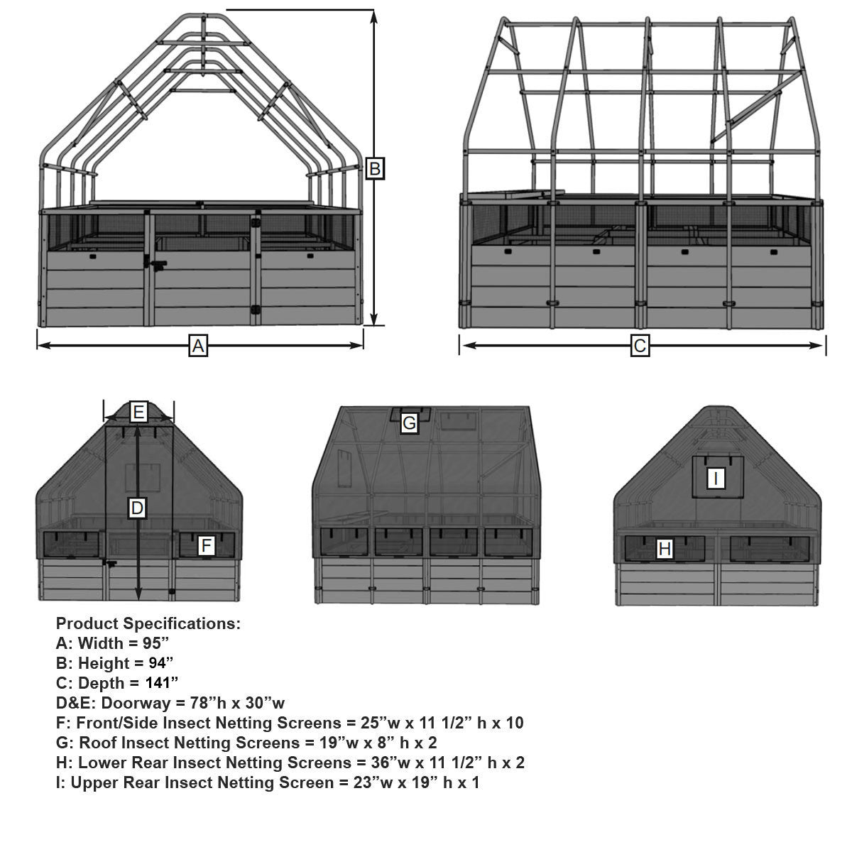 Cedar Complete Raised Garden Bed Kit with Greenhouse Cover 8′ x 12′